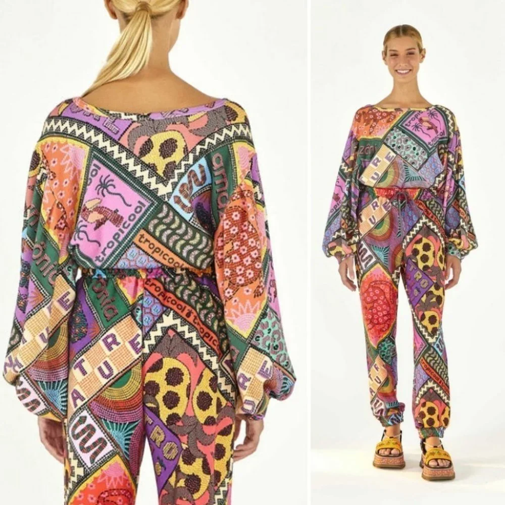 NWT! FARM RIO Dotted Patch Scarf Sweatshirt Size Small - Picture 6 of 12